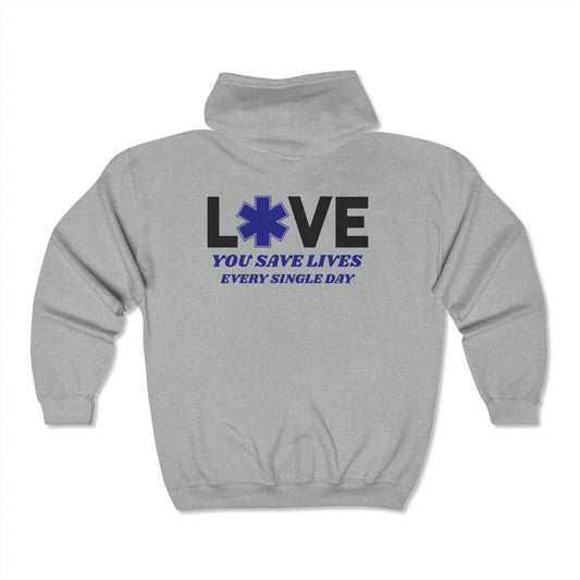 EMS Unisex Full Zip Hooded Sweatshirt – You save lives every single day
