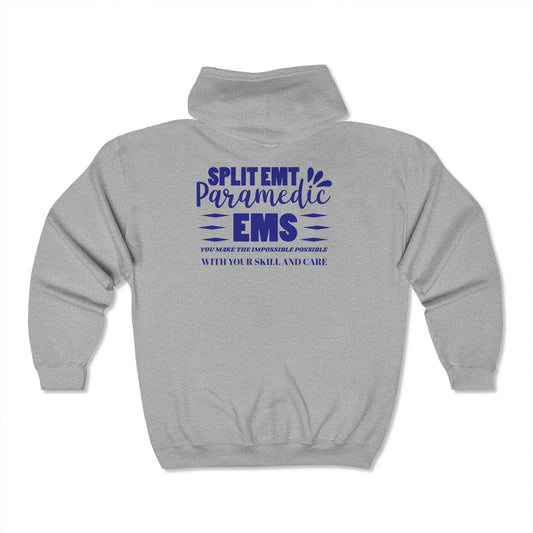 EMS Unisex Full Zip Hooded Sweatshirt – You make the impossible possible with your skill and care