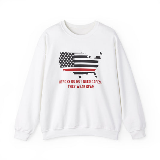 Firefighter Unisex Heavy Blend Crewneck Sweatshirt – Heroes do not need capes; they wear gear