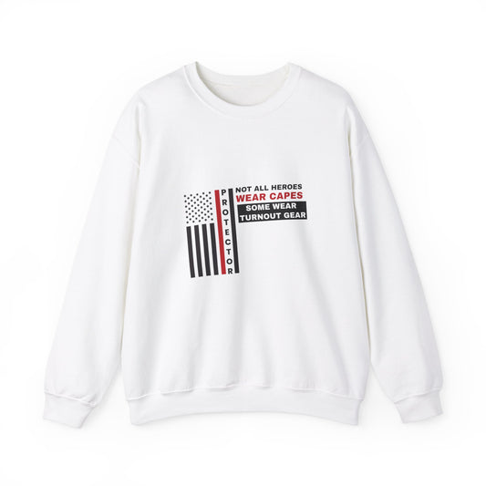 Firefighter Unisex Heavy Blend Crewneck Sweatshirt – Not all heroes wear capes—some wear turnout gear