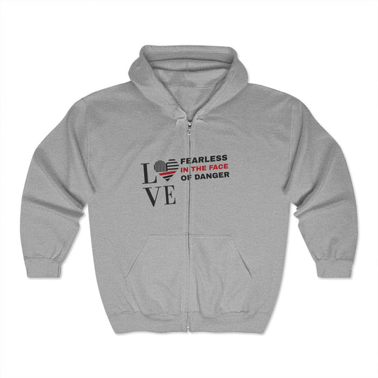 Firefighter Unisex Full Zip Hooded Sweatshirt – Fearless in the face of danger