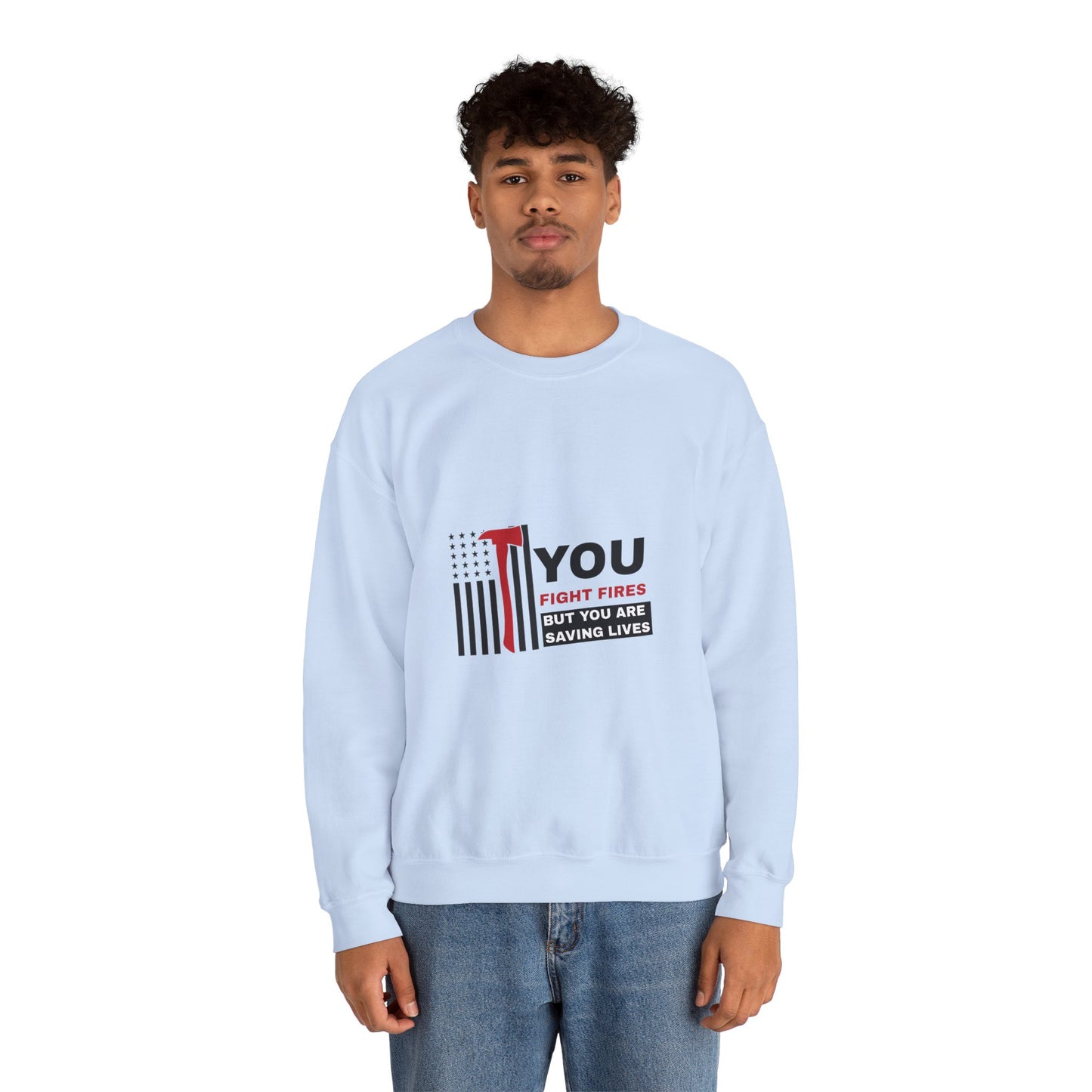 Firefighter Unisex Heavy Blend Crewneck Sweatshirt – You fight fires, but you are saving lives