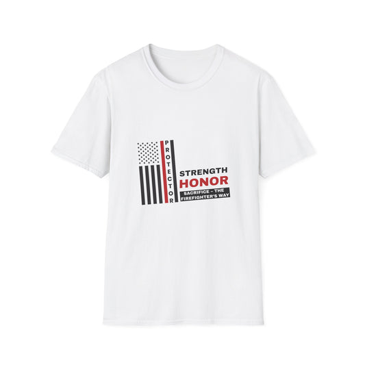 Firefighter Softstyle T-Shirt – Strength, honor, sacrifice – the firefighter’s way