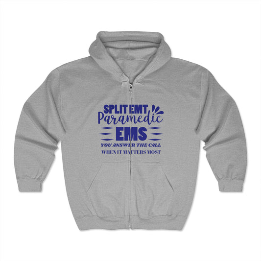 EMS Unisex Full Zip Hooded Sweatshirt – You answer the call when it matters most