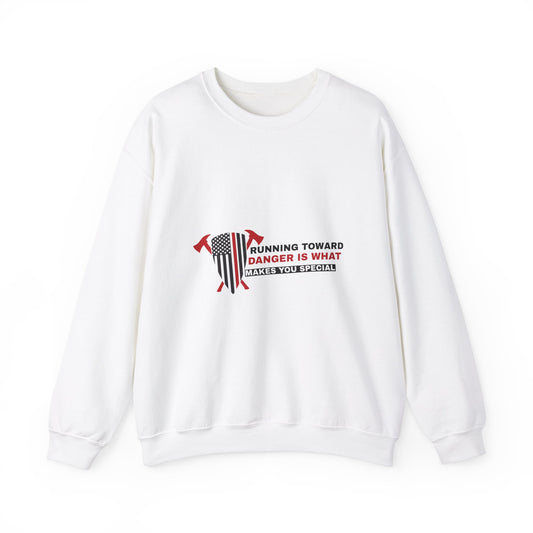 Firefighter Unisex Heavy Blend Crewneck Sweatshirt – Running toward danger is what makes you special