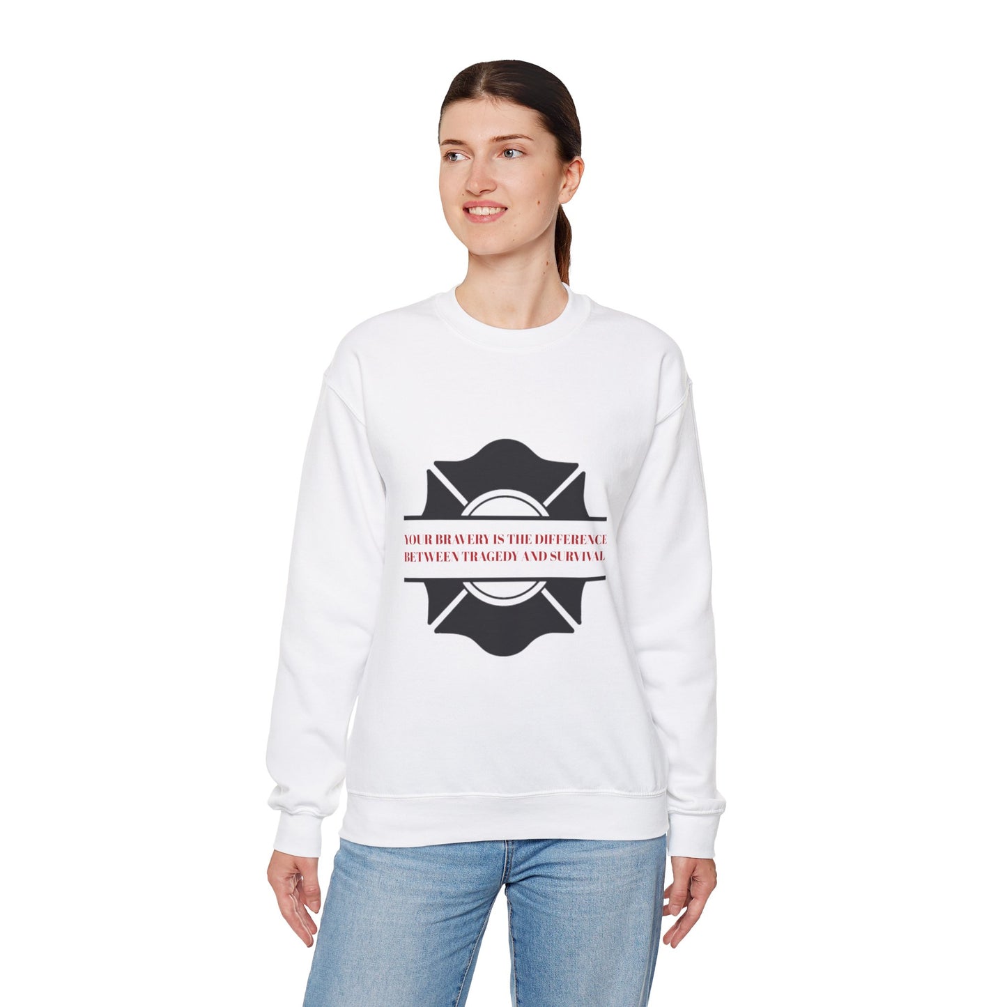 Firefighter Unisex Heavy Blend Crewneck Sweatshirt – Your bravery is the difference between tragedy and survival