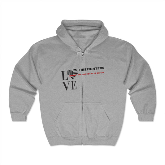 Firefighter Unisex Full Zip Hooded Sweatshirt – Firefighters are the heart of safety