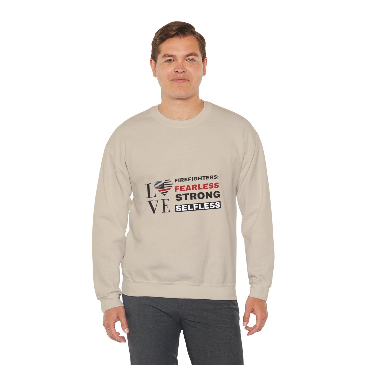 Firefighter Unisex Heavy Blend Crewneck Sweatshirt – Firefighters: fearless, strong, selfless