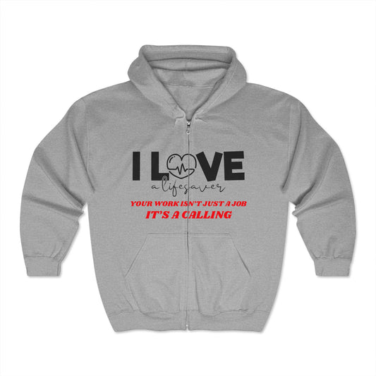 EMS Unisex Full Zip Hooded Sweatshirt – Your work isn’t just a job, it’s a calling