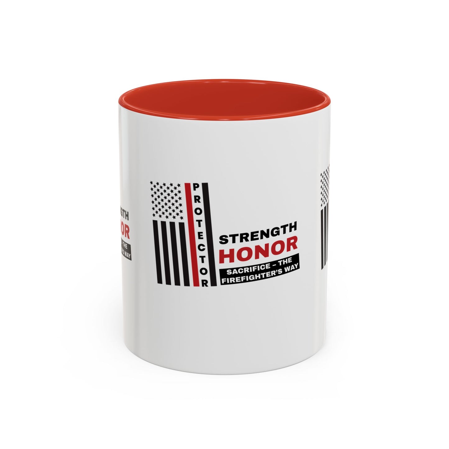 Firefighter Accent Coffee Mug – Strength, honor, sacrifice – the firefighter’s way