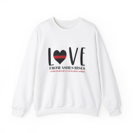 Firefighter Unisex Heavy Blend Crewneck Sweatshirt – From ashes rises a firefighter’s unwavering spirit