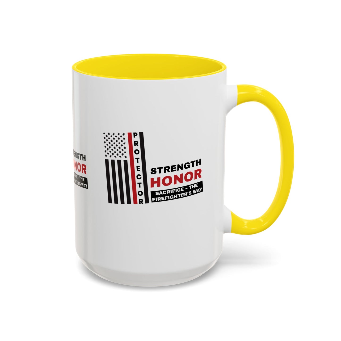 Firefighter Accent Coffee Mug – Strength, honor, sacrifice – the firefighter’s way