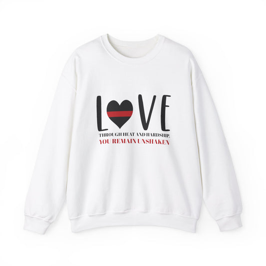 Firefighter Unisex Heavy Blend Crewneck Sweatshirt – Through heat and hardship, you remain unshaken
