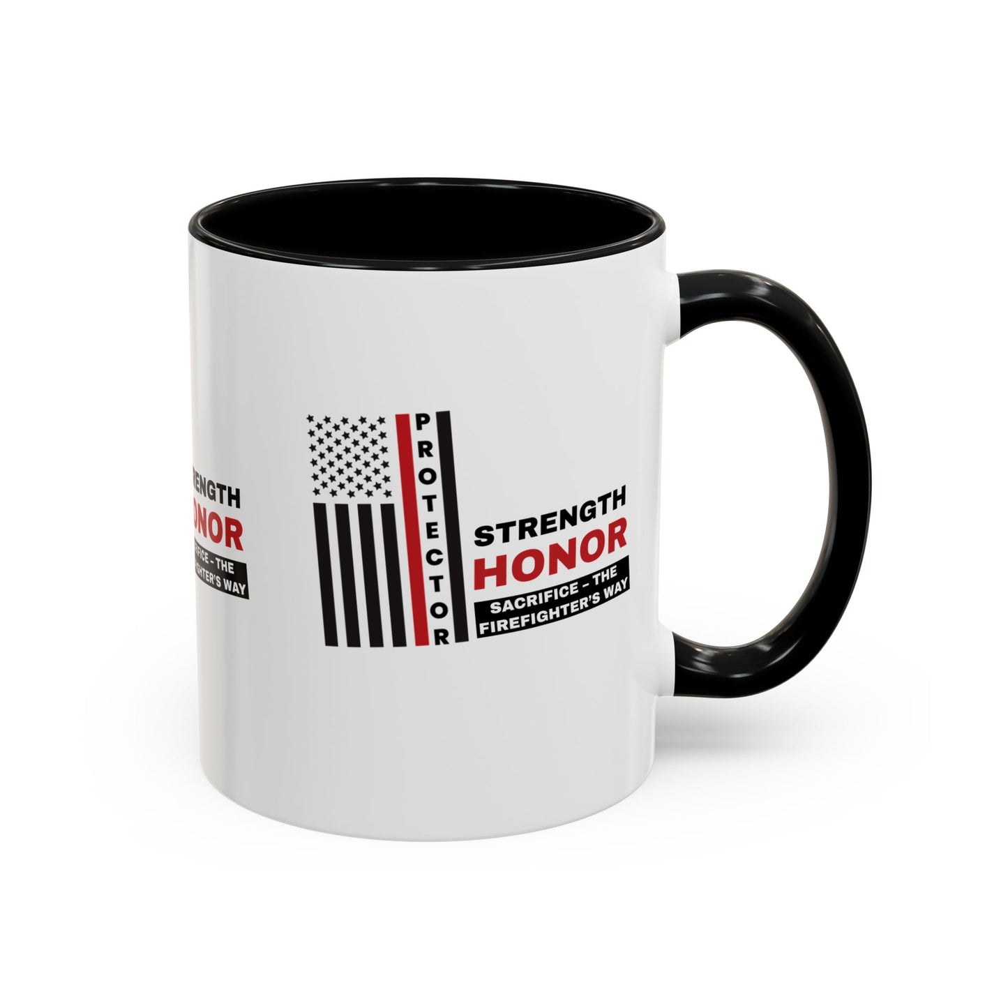 Firefighter Accent Coffee Mug – Strength, honor, sacrifice – the firefighter’s way