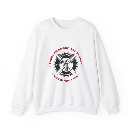 Firefighter Unisex Heavy Blend Crewneck Sweatshirt – Through smoke and flames, you stand tall