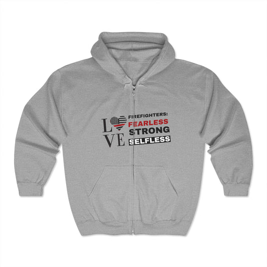 Firefighter Unisex Full Zip Hooded Sweatshirt – Firefighters: fearless, strong, selfless