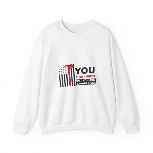 Firefighter Unisex Heavy Blend Crewneck Sweatshirt – You fight fires, but you are saving lives