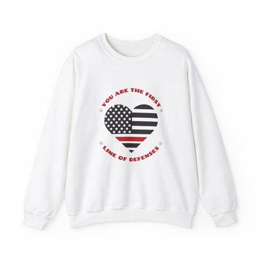Firefighter Unisex Heavy Blend Crewneck Sweatshirt – You are the first line of defenses