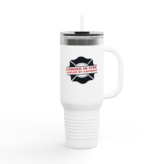 Firefighter Insulated Travel Mug, 40oz – Forged in fire, fueled by courage