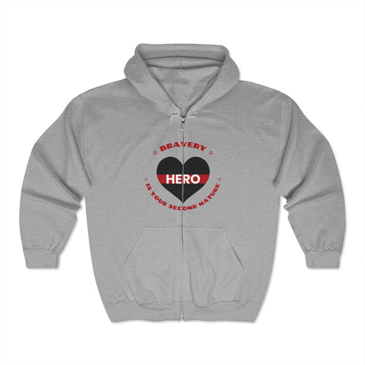 Firefighter Unisex Full Zip Hooded Sweatshirt – Bravery is your second nature
