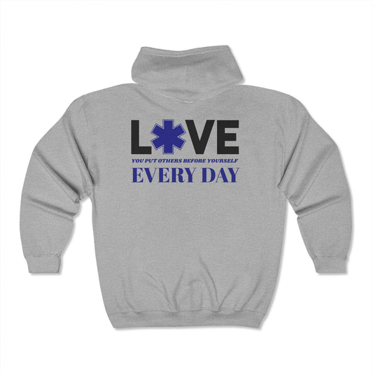 EMS Unisex Full Zip Hooded Sweatshirt – You put others before yourself every day