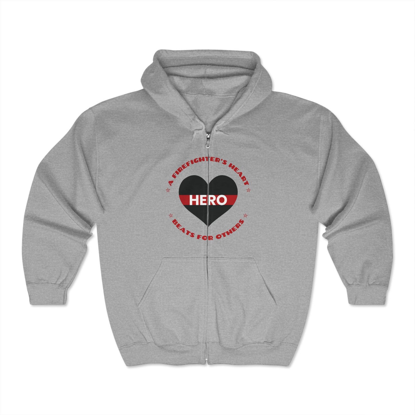 Firefighter Unisex Full Zip Hooded Sweatshirt – A firefighter’s heart beats for others