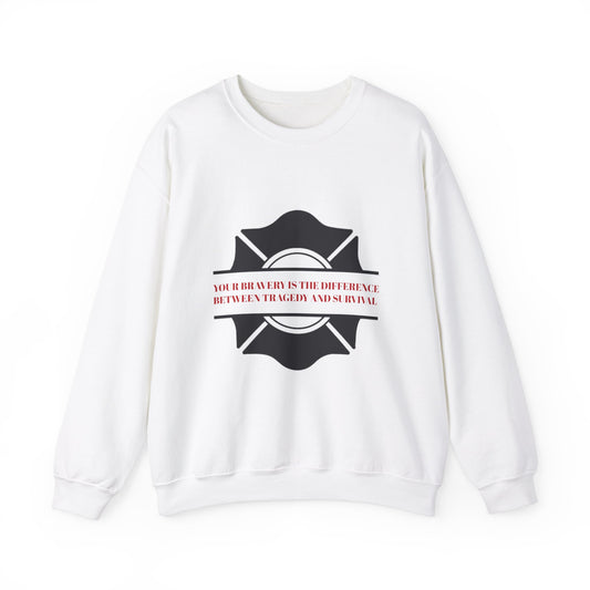 Firefighter Unisex Heavy Blend Crewneck Sweatshirt – Your bravery is the difference between tragedy and survival