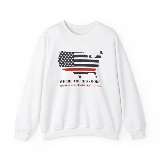 Firefighter Unisex Heavy Blend Crewneck Sweatshirt – Where there’s smoke, there’s a firefighter in action