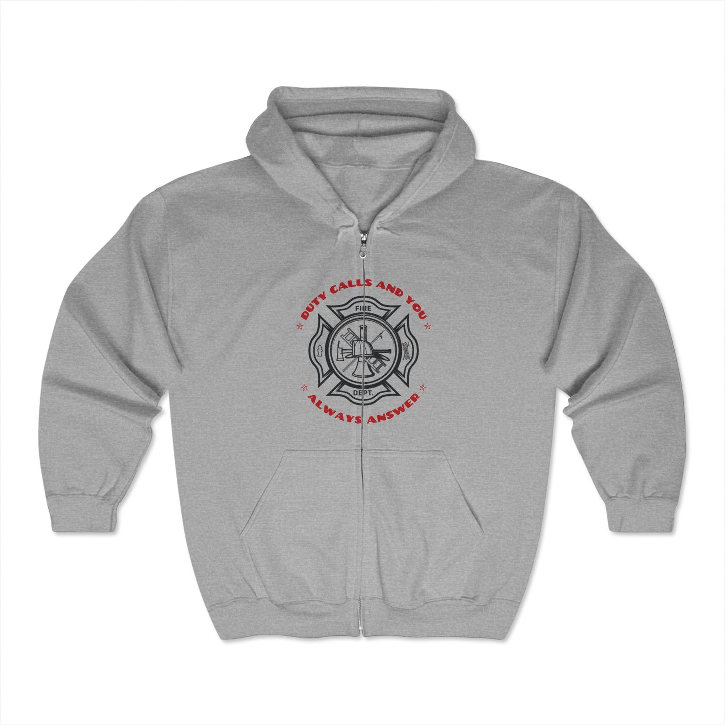 Firefighter Unisex Full Zip Hooded Sweatshirt – Duty calls, and you always answer
