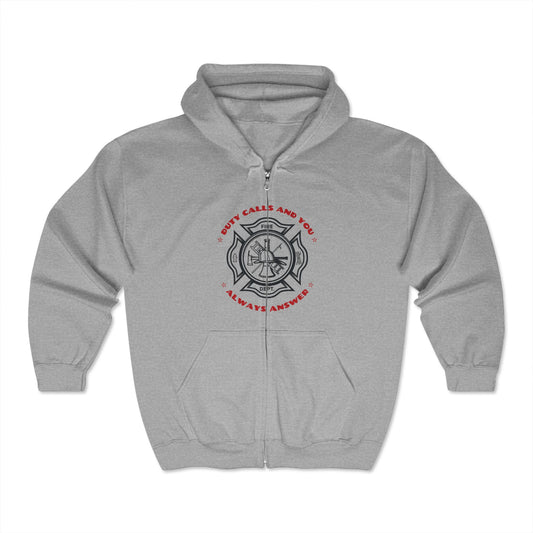 Firefighter Unisex Full Zip Hooded Sweatshirt – Duty calls, and you always answer
